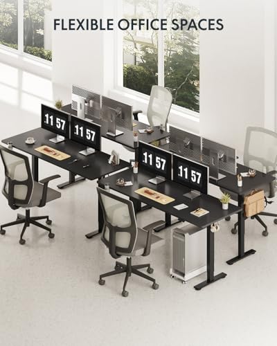 FLEXISPOT 63x32 Inch Electric Large Standing Desk for Home & Office, Spacious Splice Board Desk with Cable Management & Organizer, Cup Holder & Hook, Black