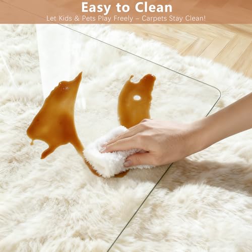 Tempered Glass Chair Mat for Carpet & Hard Floor, 42"x48" Office Chair Mat - Heavy Duty & Scratch Resistant, Non-Slip Pads, Rounded Corners & Polished Edges