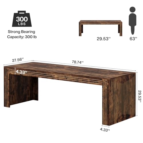 Tribesigns 79-Inch Extra Long Desk, Two Person Double Desk for Home Office, Wooden Long Computer Desk Writing Table for Office, Vintage Brown