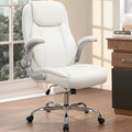 NEO CHAIR Office Desk Gaming Computer Home Chair Ergonomic Executive High Back Support Flip-up Arms Adjustable Height Swivel Rolling Wheels Comfy PU Leather (White)