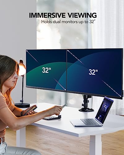 HUANUO 13-32 Inch Monitor Mount 2 Monitors with Non-VESA Adapter Kit-Bundle