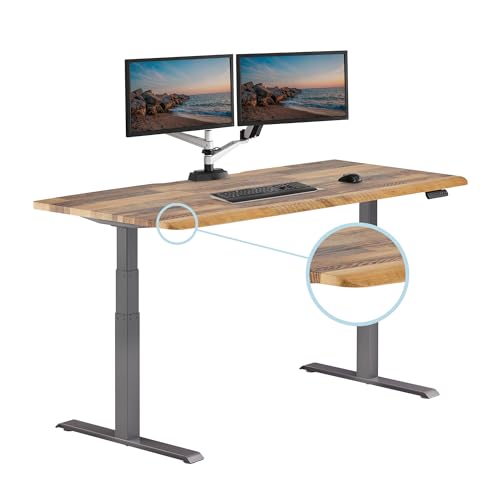 Vari ComfortEdge 72x30 Inch Electric Standing Desk – Height Adjustable Large Office Sit Stand VariDesk with Sloped Edge, Memory Presets, 180 LB Capacity + Tool-Free Assembly (Reclaimed Wood)
