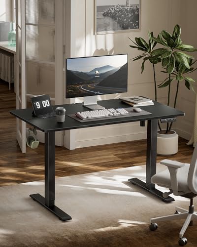 Marsail Standing Desk, Adjustable Height, Stand up Home Office Desk, 48x24 Inch Electric Standing Computer Desk, with 4 Memory Presets, Headphone Hook, Cable Organizer, Black