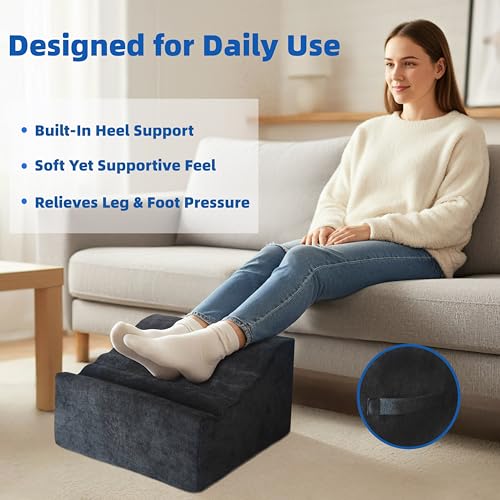 XYRONICA Foot Rest Under Desk, Ergonomic Foot Stool, Comfortable Office Footrest with Curved Design, with Washable Cover for Home and Office, Relieves Leg Pressure (Dark Gray)