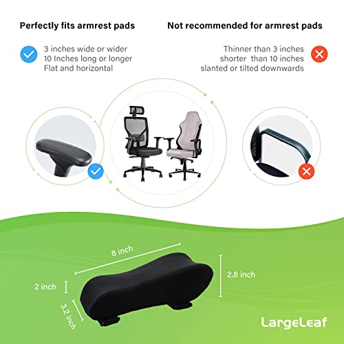 LargeLeaf Chair Ergonomic Armrest Pads Elbow Pillow Pressure Relief Office Chair Gaming Chair armrest with Memory Foam armrest Pads 2-Piece Set of Chair (Memory Foam)