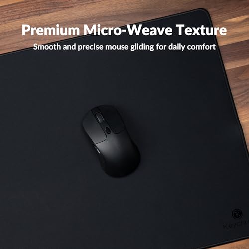 Keychron XL Gaming Mouse Pad Desk Mat, 35.4" × 15.7", Soft Micro-Weave Surface, Non-Slip Rubber Base, Anti-Fray Stitched Edges, Extended Large Mousepad for Gaming & Office – Black
