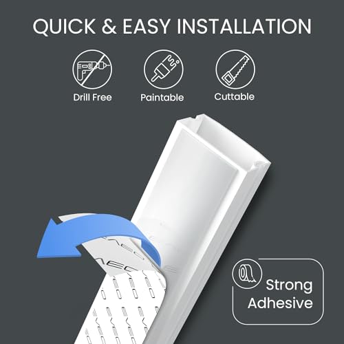 EVEO Cable Hider - One Cord Hider 300” Cord Cover Wall Cable Hider, Cable Concealer, Wire Hiders for TV on Wall. Cable Management, Cord Hider Cable Raceway Wire Covers for Cords (White, Small)