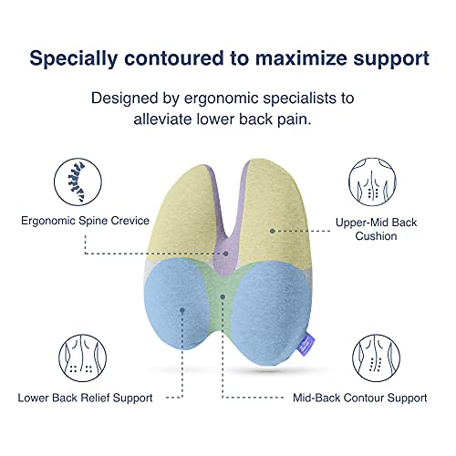 C CUSHION LAB Extra Dense Lumbar Pillow - Patented Ergonomic Multi-Region Firm Back Support for Lower Back Pain Relief - Lumbar Support Cushion with Strap for Office Chair, Car, Sofa, Plane - Black