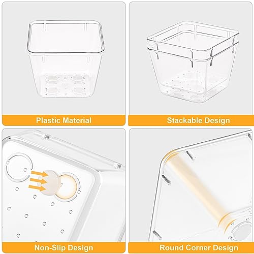 SMARTAKE 13-Piece Drawer Organizers with Non-Slip Silicone Pads, 5-Size Desk Bathroom Drawer Organizer Trays Storage Tray for Makeup, Jewelries, Utensils in Bedroom Dresser, Office and Kitchen, Clear