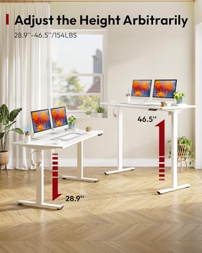SANODESK Electric Standing Desk, 71 x 32'' Height Adjustable Sit Stand Desk with Large Splice Board Desktop Ergonomic Memory Presets Computer Workstations for Home Office, White Frame/White Top