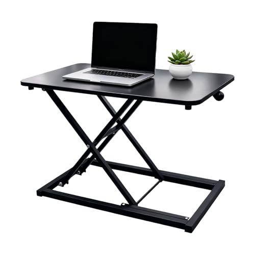 Amestar 23.6 Inch Standing Desk Converter Adjustable Height, Black Computer Desk, Sit Stand Tabletop Monitor and Laptop Riser Platform Workstation, Computer Keyboard Stand for Desktop