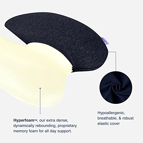 C CUSHION LAB Extra Dense Lumbar Pillow - Patented Ergonomic Multi-Region Firm Back Support for Lower Back Pain Relief - Lumbar Support Cushion with Strap for Office Chair, Car, Sofa, Plane - Black