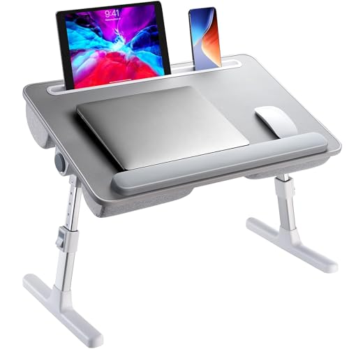 HUANUO Laptop Bed Desk, Laptop Tray Computer Lap Desk for Bed Couch Sofa, Bed Tray for Working, Eating, Foldable Lap Stand Table with Height Adjustment & 35° Adjustable Tilt Angle, HNLD19G