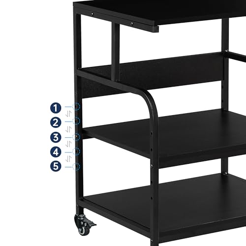 Fannova Printer Stand, 23.6 x18.9 x 30 Inches Large Printer Table with Adjustable Storage Shelf, 3 Tier Rolling Printer Cart with Wheels for Home Office, Stand for Heat Press Mini Fridge, Black