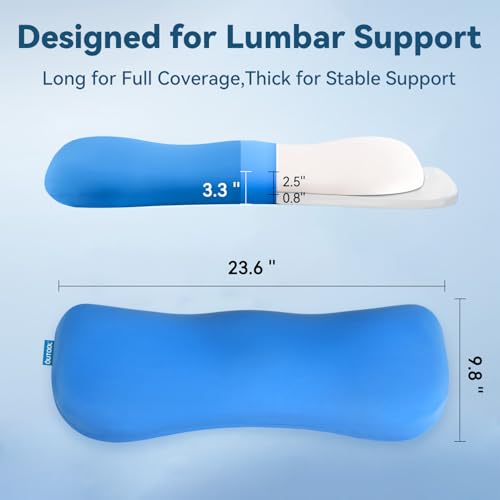 Adjustable Height Lumbar Support Pillow for Sleeping, Ergonomic Contour Lower Back Pillow for Bed with Breathable Washable Cover, Spine Alignment & Sleep Comfort, Blue