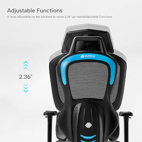 EUREKA ERGONOMIC Typhon Gaming Chair, Ergonomic Office Chair, Home Office Desk Chairs, Gaming Chairs for Adults, Mesh Office Chair, Adjustable Armrest Headrest, Hight Back, BlackBlue