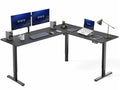VIVO Corner Standing Desk, 75 x 63 inch Reversible L-Shaped Workstation, Electric Height Adjustment, Home, Office, and Reception Rooms, Black Table Top Black Frame, DESK-E3CTB-75