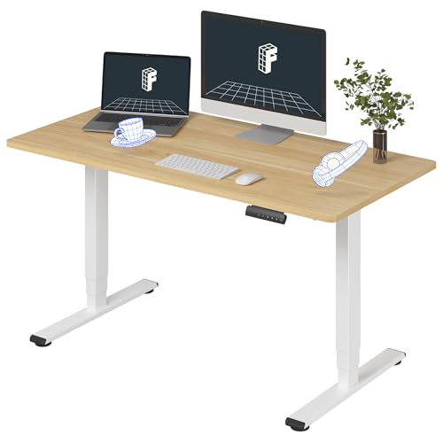 FLEXISPOT E6 3-Stage Dual Motor Electric Standing Desk 55 x 28 Sit Stand Up Desk, Holds 220 lbs, Adjustable Height w/Memory Presets, One-Piece Maple Desktop & White Frame, Ships in 2 Boxes