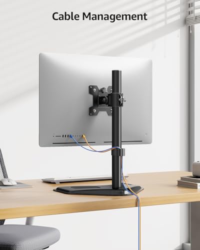 MOUNTUP Single Monitor Stands, Freestanding VESA Monitor Desk Mount fits 13'' to 32'' Computer Screen with Height Adjustable, Swivel, Tilt, Rotation, 17.6 lbs Load, For Home Office, VESA 75x75/100x100