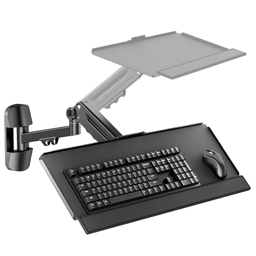 Putilsen Mount Wall Mount Keyboard Tray- Keyboard and Mouse Stand & Monitor Mount Arm,Height Adjustable Typing Platform Holds up to 26.4 lbs,Black