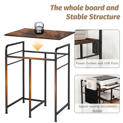 Sedegn Large Printer Stand with Power: 3-Outlet Charging Station
