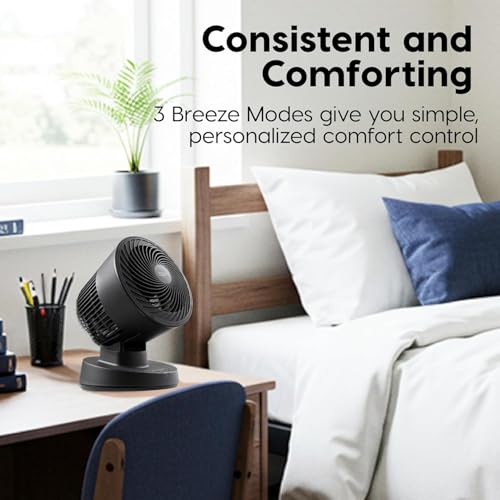 IRIS USA WOOZOO Air Circulator Fan with Remote, Oscillating, 3 Speeds, 56ft Max Air Distance, Adjustable Tilt, Quiet Motor, Small Fan for Bedroom, Office, Dorm, Black
