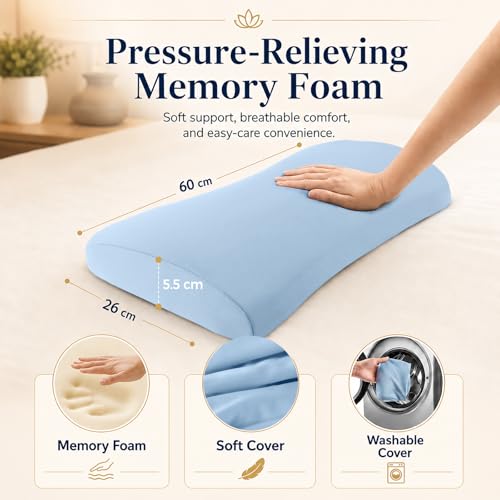 Lumbar Support Pillow for Bed Relief Back Pain: Lower Back Pillow for Sleeping - Memory Foam Waist Pillow - Back Wedge Bolster Pillow for Side, Back&Stomach Sleepers - Bed Rest Pillow for Car, Sofa