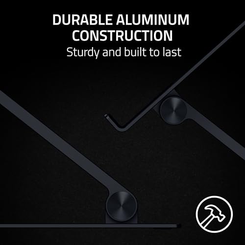 Razer Adjustable Laptop Stand: Supports Phones, Tablets, Laptops, Macbooks up to 18" - Adjust Height and Tilt - Durable Aluminum Construction - Vented Design - Foldable for Storage & Travel - Black