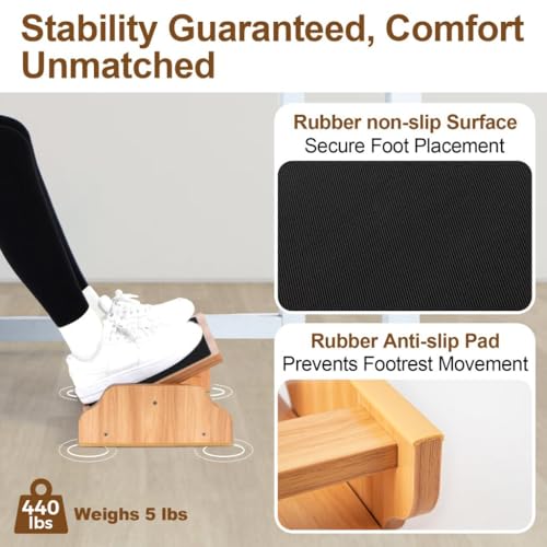 StrongTek Ergonomic Rocking Foot Rest for Under Desk, Adjustable Foot Stool with Non-Slip Surface, Three Positions for Comfort & Stability, Enhances Posture & Circulation, Ideal for Office & Home Use