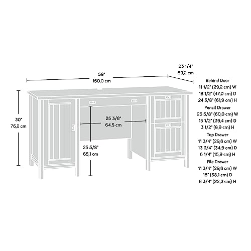 Sauder Costa Computer Desk with Storage Drawers, Home Office Desk, in Chalked Chestnut