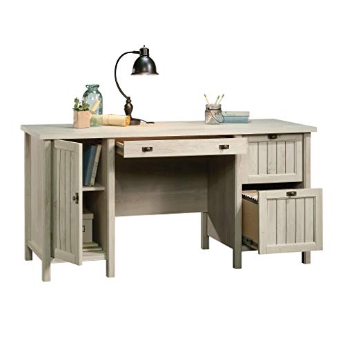 Sauder Costa Computer Desk with Storage Drawers, Home Office Desk, in Chalked Chestnut