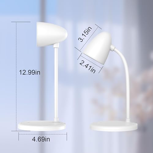 RORENSE LED Desk Lamp for Home Office,3 Light Colors,Table Lamp,Dimmable Reading Light for Bedside Small Desk Lamp for College Dorm Room,Bedroom Desk Light,White