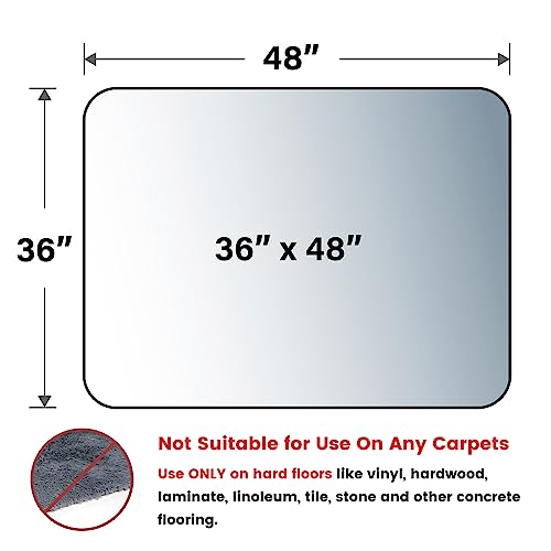 Yecaye Office Chair Mat for Hardwood Floor, 36" x 48" Clear Computer Desk Chair Mat, PVC Heavy Duty Floor Protector for Rolling Chairs, 0.07''(1.7mm) Thick Floor Mat (Transparent, 36" x 48")