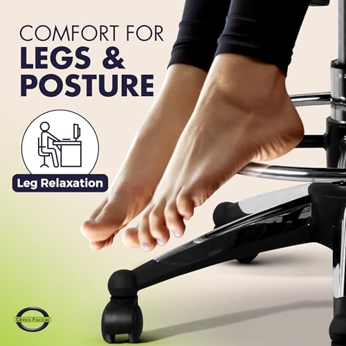 OfficeFactor 300 Lbs Tall Drafting Chair with Adjustable Foot Ring & Flip-Up Arms – Ergonomic Standing Desk Chair, Breathable Mesh Office Chair for Tall Desks, Counter Height & Reception(Black)
