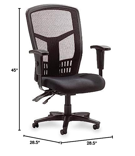 Lorell ErgoMesh High-Back Executive Office Chair - Adjustable Seat & Back Angles, Customizable Arm Height & Width, Breathable Mesh Design, Ergonomic Support, 5-Year Limited Warranty