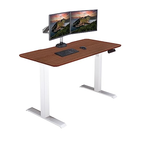 Vari Essential Electric Standing Desk for Home Office – 48x24 Sit-Stand VariDesk, 4 Memory Height Presets, 2-Piece Laminate Wood Top, Sturdy T-Style Legs, Supports 150 Lbs + Easy Assembly (Hazel Wood)