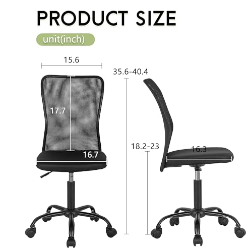 BestOffice Ergonomic Office Chair Desk Chair Mesh Computer Chair Armless Back Support Modern Executive Rolling Swivel Chair with Lumbar Support（Black）
