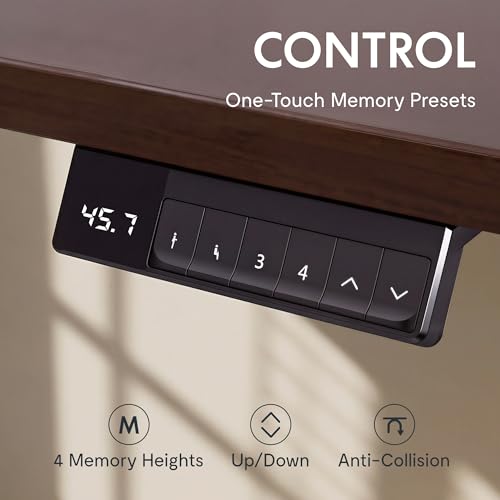 FLEXISPOT WoodiX 63 x 30 Inch Solid Wood Standing Desk, Premium Mid-Century Modern Executive Desk, Dual Motor Sit-Stand Workstation with Cable Management, 220 LBS, Walnut