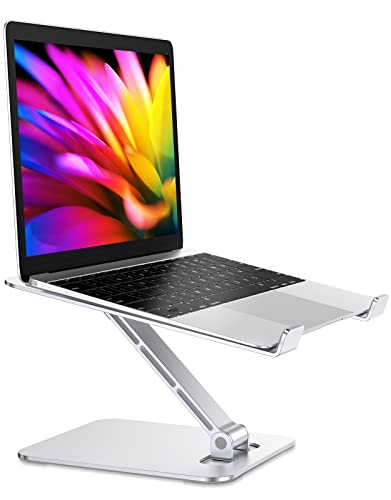 RIWUCT Foldable Aluminum Alloy Laptop Stand for Desk, Height Adjustable Ergonomic Computer Stand for Laptop, Portable Laptop Riser Holder Lecterns Stand Compatible with MacBook Pro Air/HP/Dell 10-16"