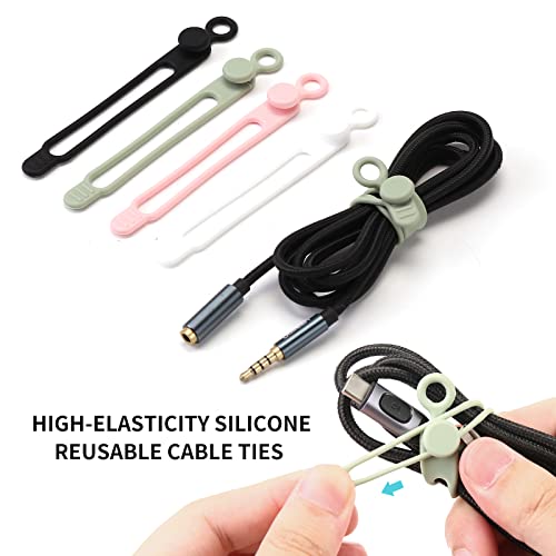 [20Park]UMUST Silicone Cable Ties, Reusable Cable Management Organizer, Cord Tie,Multipurpose Elastic Cord Organizer for Bundling and Fastening Cable Cords Wires(black)