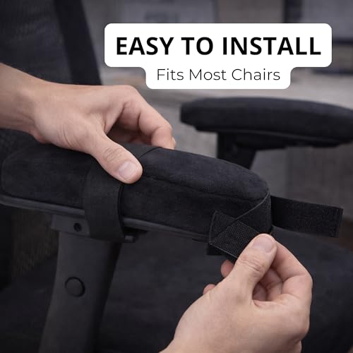 AXIONTEK Office Chair Arm Pads 2-Pack – Black PP Cotton Cushions for Elbow Support – Universal Fit, Comfortable, Non-Slip Covers for Office, Gaming & Home Chairs