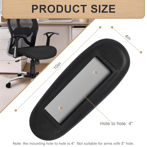Podoy Office Chair Armrest Pads Replacement Fits Univeral Desk Chair Arms with Mounting Hole Patterns Screws, Desk Armrest Cover 4" x 10" (Pack of 2)