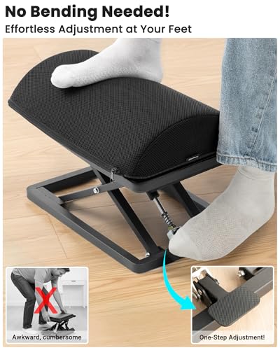 Wikabex Truly Infinite Height Adjustable Footrest｜No Bending Needed—Foot Step-to-Adjust｜2.7"-13.1" Height｜Washable｜Foot Rest Stool for Under Desk at Work, Office/Home/Gaming/Study Desk Essentials