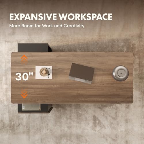 FLEXISPOT 60" Executive Standing Desk with Drawers & CPU Holder, Dual Motor Height Adjustable Desk, 222 LBS Capacity, 1" Thick Desktop, Home Office Workstation, Black Walnut, 3 Packages