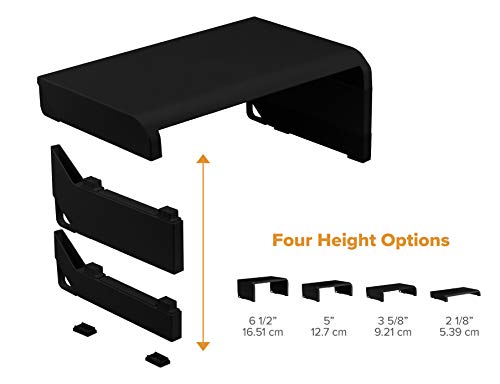 Bostitch Office Konnect Adjustable Monitor Stand Riser, 4 Height Adjustments, Built-In Cable Management, Rubber Feet - Black