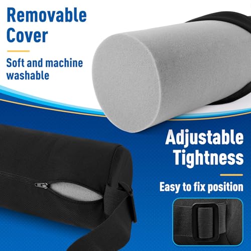 CushZone Lumbar Roll Support Pillow for Office Chair, Car, Gaming Chair, Memory Foam Back Cushion with Washable Cover for Relieving Back Pain & Improving Posture,Black