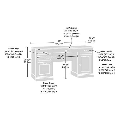Sauder Barrister Lane Executive Desk, White Plank Finish