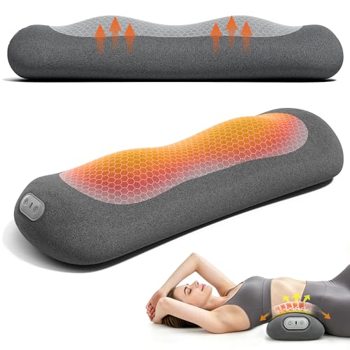 Yunari 3-in-1 Wireless Back Massager, Dual Airbag Decompression Lumbar Support Pillow with Adjustable Heat, Vibration & Traction, Ergonomic Support for Lower Back Pain Relief, Home Office Travel Car