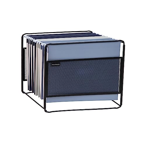 Mind Reader Hanging File Folder Organizer, Desktop Organizer, Storage, Office, Metal Mesh, Black