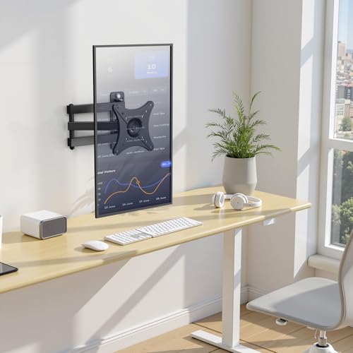 IWORKBOARD Full Motion TV Monitor Wall Mount Bracket for Most 13-32 Inch LED LCD Flat Curved Screen, Max VESA 100x100mm up to 33lbs, 360° Rotation Swivel Tilt Extension，Adjustable Articulating Arms